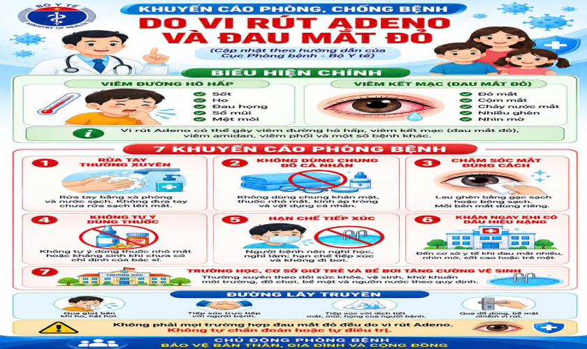 Khuyến cáo phòng, chống bệnh do vi rút Adeno và đau mắt đỏ