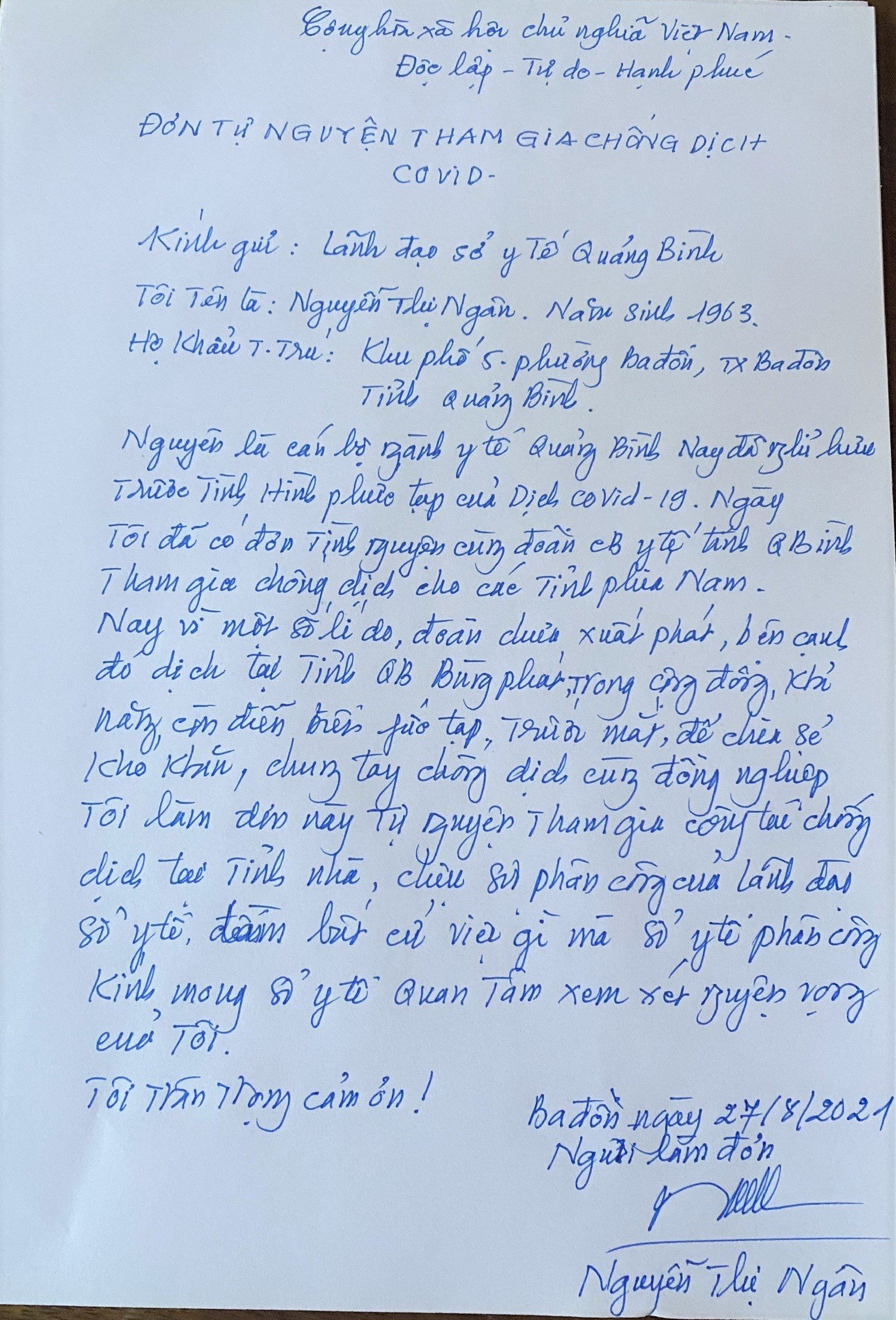 Bác sỹ Nguyễn Thị Ngân là người tích cực tham gia các hoạt động thiện nguyện.1